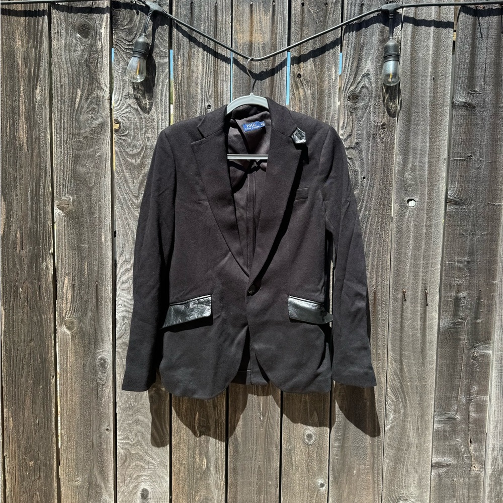 Polo Ralph Lauren Women’s Black Single Button Knit Blazer Jacket Size 8